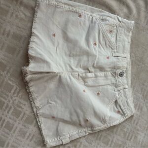 American Eagle Outfitters White Jean Shorts with Pink Accents